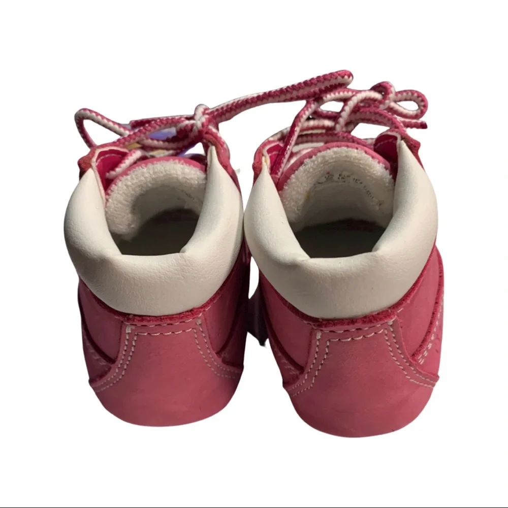 Baby Girl Lace Up Pink And White Booties By Timberland US 3 Boots